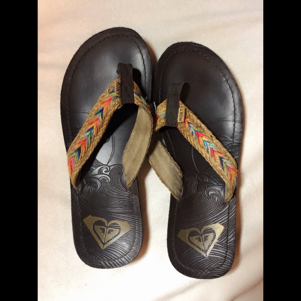 6 ROXY Rainbow & Hemp Wrap Strap Flip Flops
